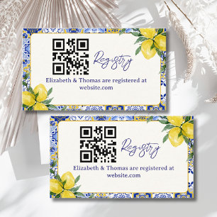Italian watercolor tiles with lemon Bridal Shower Enclosure Card