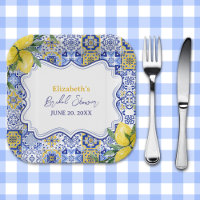 Italian watercolor tiles with lemon Bridal Shower
