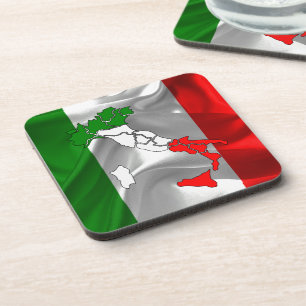 Italian waving flag beverage coaster