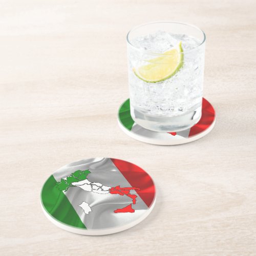 Italian waving flag drink coaster