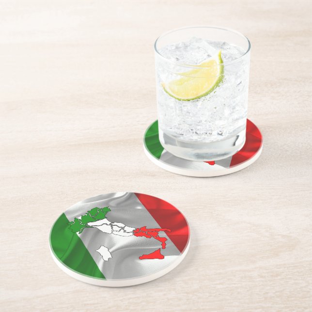 Italian waving flag drink coaster (Side)