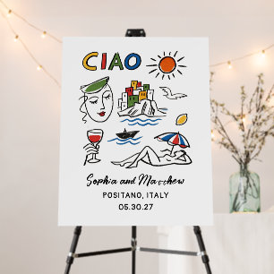 Italian Wedding Hand Drawn Amalfi Welcome Sign