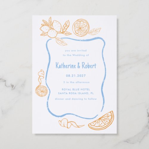 Italian Wedding Lemon Orange Letterpress Card