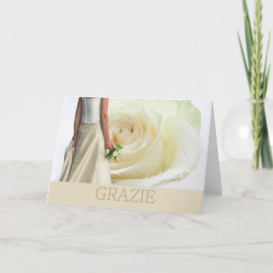 Italian Wedding Thank You White rose and bride Card