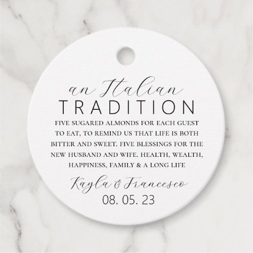 Italian Wedding Tradition Favor Tag