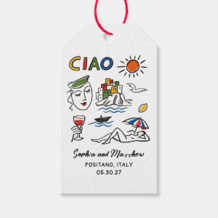 Italian Wedding Whimsical Hand Drawn Amalfi Coast  Gift Tags