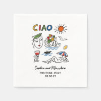 Italian Wedding Whimsical Hand Drawn Amalfi Coast