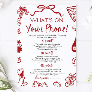 Italian What's On Your Phone Bridal Shower Game Invitation