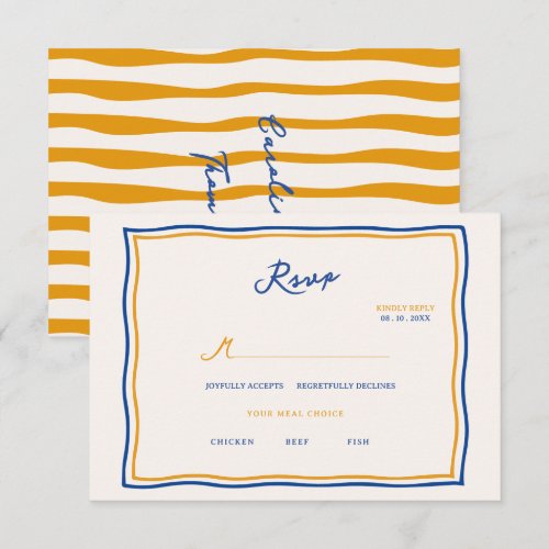 italian whimsical doodle wedding RSVP card