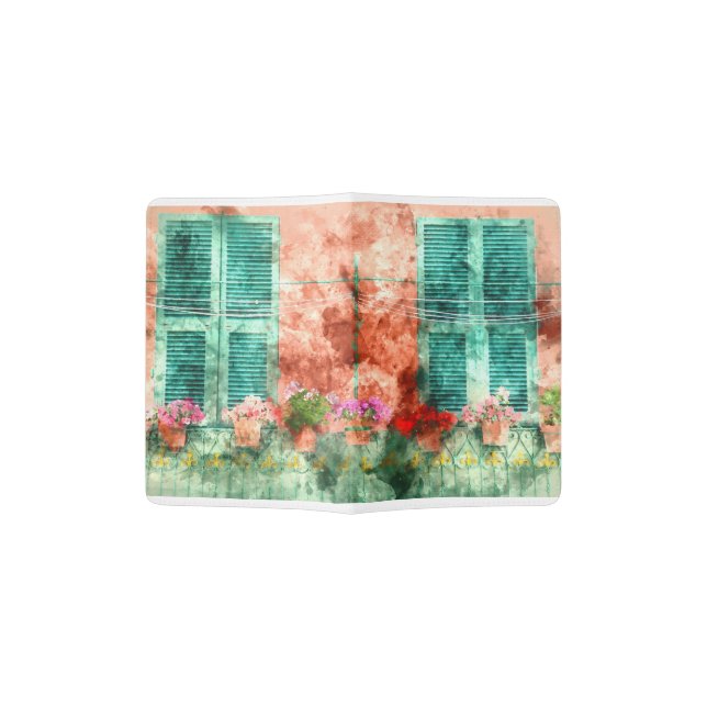 Italian Window With Open Wooden Shutters Passport Holder (Opened)