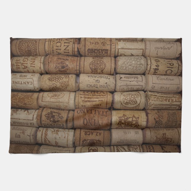 Italian Wine Cork Collection Bar Towel (Horizontal)