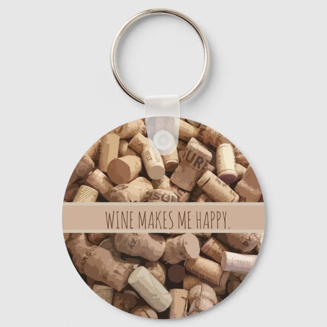 Italian Wine Corks Digital Custom   Keychain (Front)