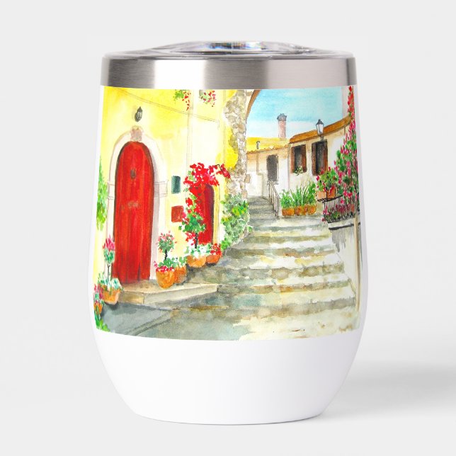 Italian Wine Glass Thermal Wine Tumbler (Front)