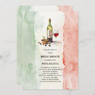 Italian Wine Olives Italy Bridal Shower Invitation