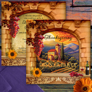Italian Wine Thanksgiving Dinner Party Invitation