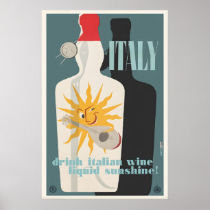 Italian Wine Vintage Drink Poster Print  Gift