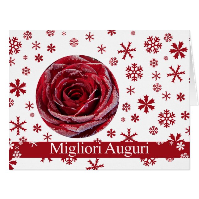Italian Winter rose Christmas card (Front Horizontal)