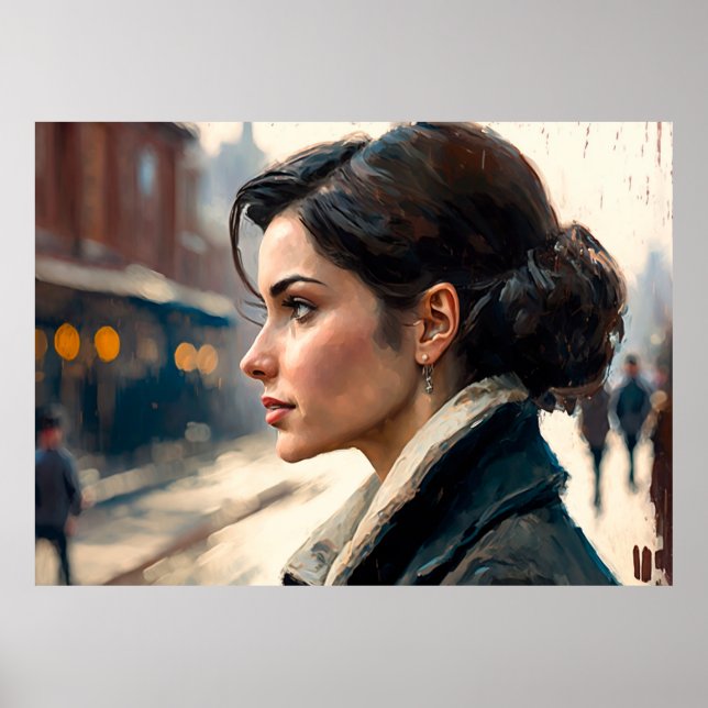 Italian Woman in Naples Portrait Oil Painting Poster (Front)