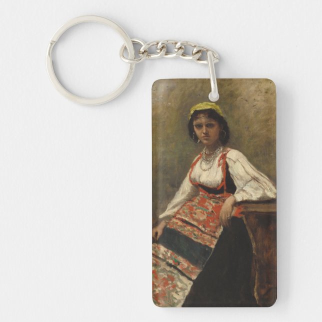 Italian Woman (La Morieri) by Corot Keychain (Front)