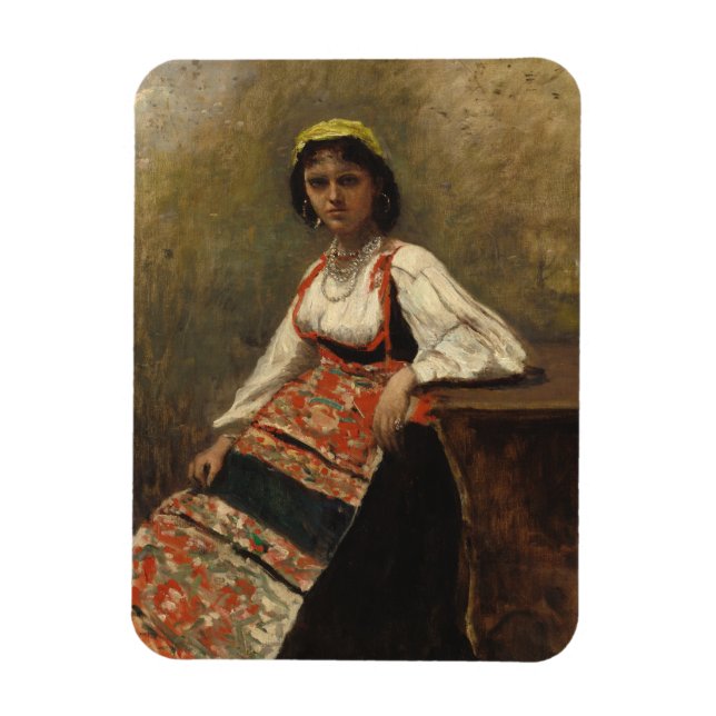 Italian Woman (La Morieri) by Corot Magnet (Vertical)