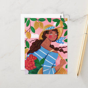 Italian Woman Summer Beach Vacation Postcard