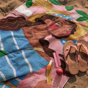 Italian Woman Summer Beach Vacation Towel