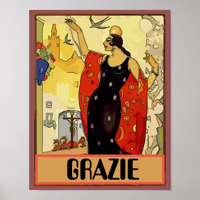 Italian Woman & Wine, Vino Poster (Front)