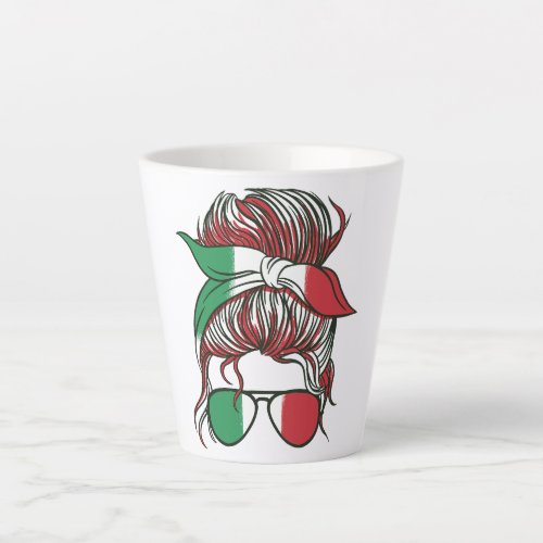 Italian woman with sunglasses design latte mug