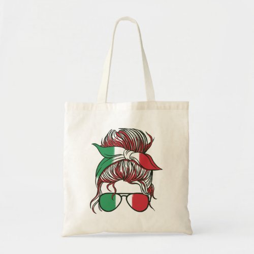 Italian woman with sunglasses design tote bag