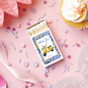 Italian Yellow Blue Tiles Scooter Lemons Party Matchboxes