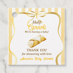 Italian Yellow Bow Cannoli Baby Shower Decor Favor Tags
