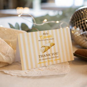 Italian Yellow Bow Cannoli Baby Shower Decor Letterpress Thank You Card