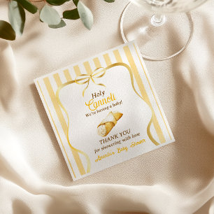 Italian Yellow Bow Cannoli Baby Shower Decor Napkins