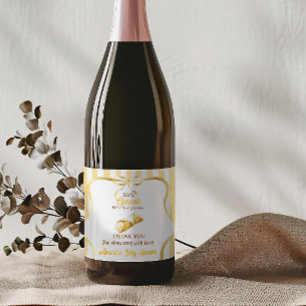 Italian Yellow Bow Cannoli Baby Shower Favor Sparkling Wine Label