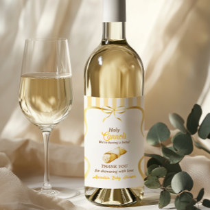 Italian Yellow Bow Cannoli Baby Shower Favor Wine Label