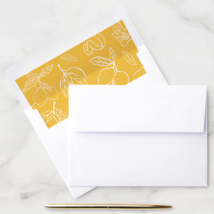 Italian Yellow & White Lemon Wedding Envelope Liner