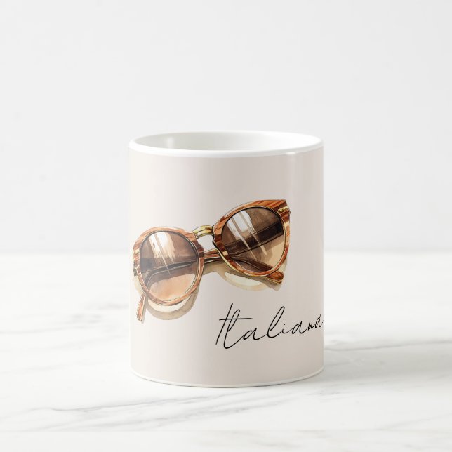 Italiana (Italian) Brown Sunglasses Coffee Mug (Center)