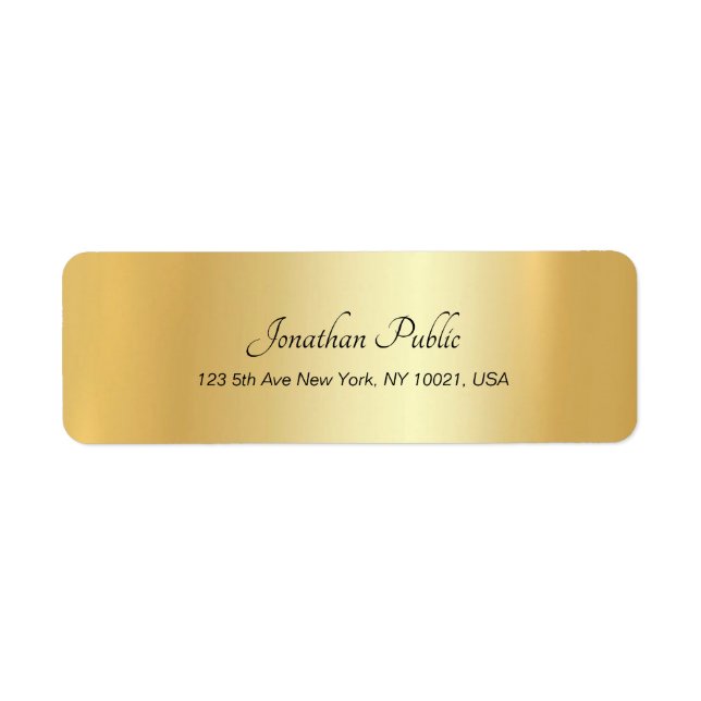 Italic Text Simple Glamorous Modern Elegant Golden Label (Front)