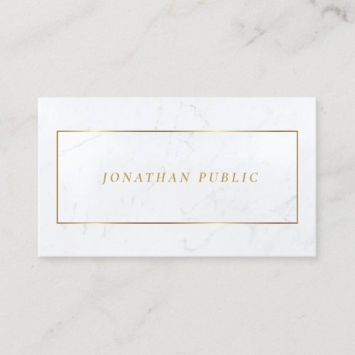 Italic Text White Marble Gold Modern Chic Glamour Business Card