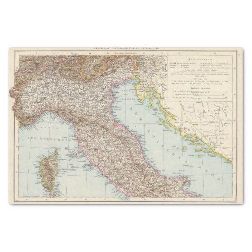 Italien nordliche Halfte Map of North Italy Tissue Paper