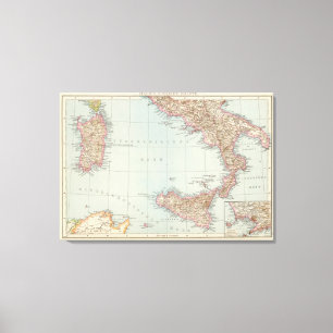 Italien sudliche Halfte, Map of South Italy Canvas Print