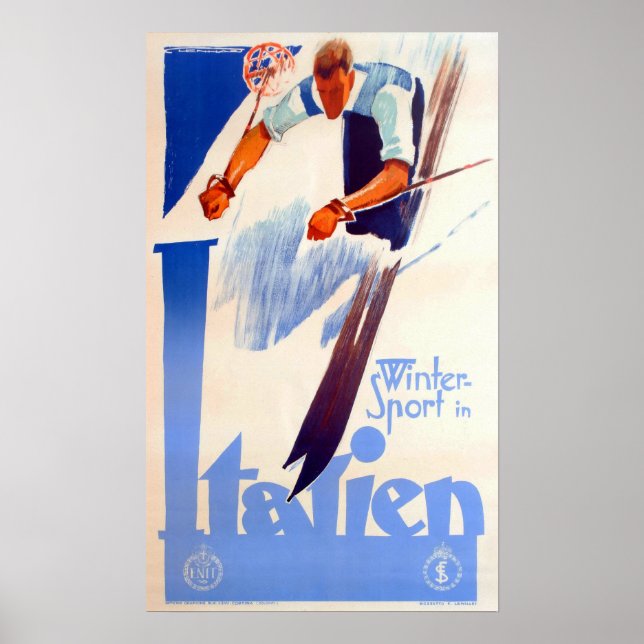 ITALIEN WINTER SPORT by ENIT Italy Travel Tourism Poster (Front)