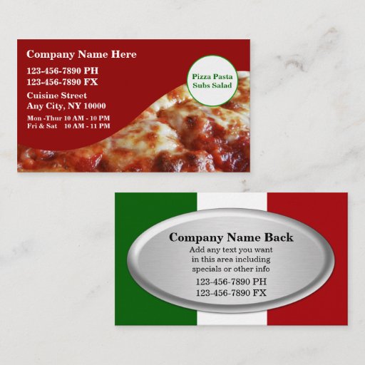 Customizable Italine Restaurant Business Cards