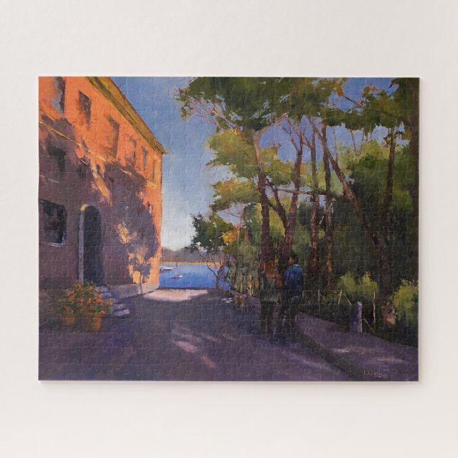 Itallian Palazzo Pink Impressionistic Painting Jigsaw Puzzle (Horizontal)