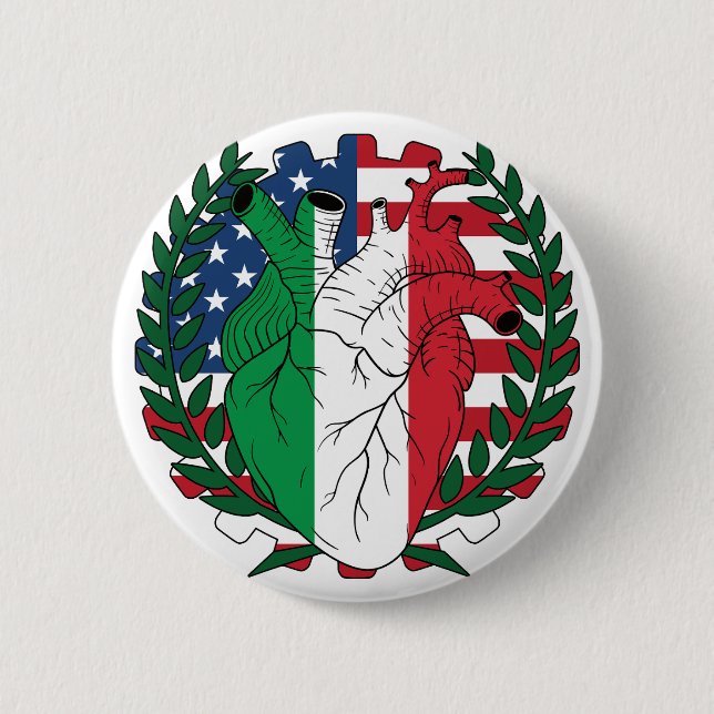 Italo-American USA US United States Italian Italy Button (Front)
