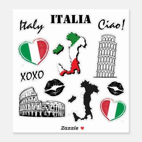 Italy 12pc Variety Sticker Pack