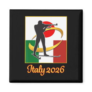 Italy 2026 Biathlon Japan Italy Flags 2026 Winter  Magnet