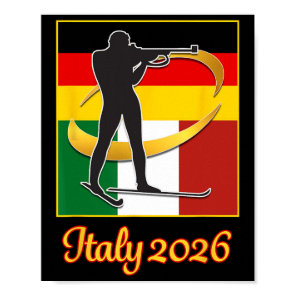 Italy 2026 Biathlon Japan Italy Flags 2026 Winter  Poster
