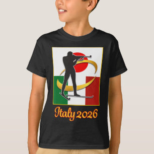 Italy 2026 Biathlon Japan Italy Flags 2026 Winter T-Shirt