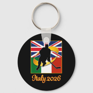Italy 2026 Ice Hockey United Kingdom Italy Flag Wi Keychain